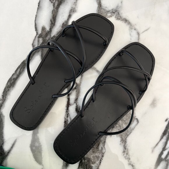 NIB Splendid Flat Black Strappy Sandals - Frankie Style - Size 7 - Picture 3 of 7